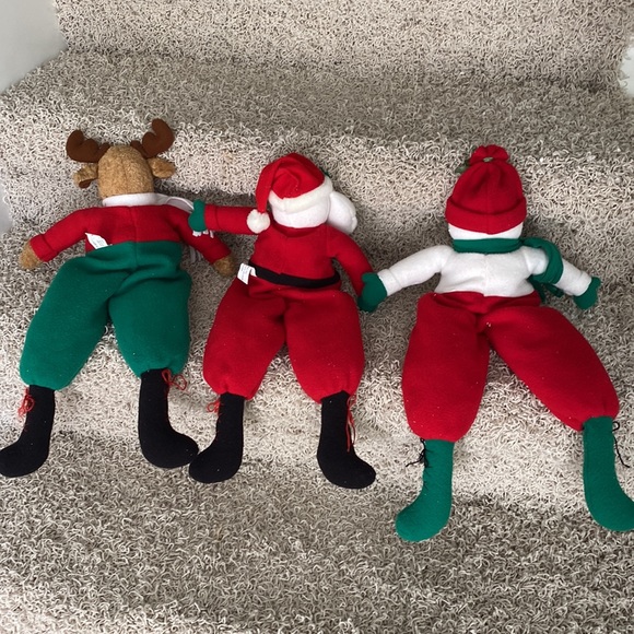 Xmas Christmas Holiday Long Legged Reindeer Snowman Santa Claus Plush Dolls Set - Picture 5 of 12